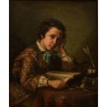 No visible signature,ÿa young man dedicated to his study, 19thC, oil on canvas, 53 x 65 cm