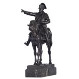 Guilbert E., Equestrian of Napoleon, dated 1910, patinated bronze on a vert de mer marble base, H 40