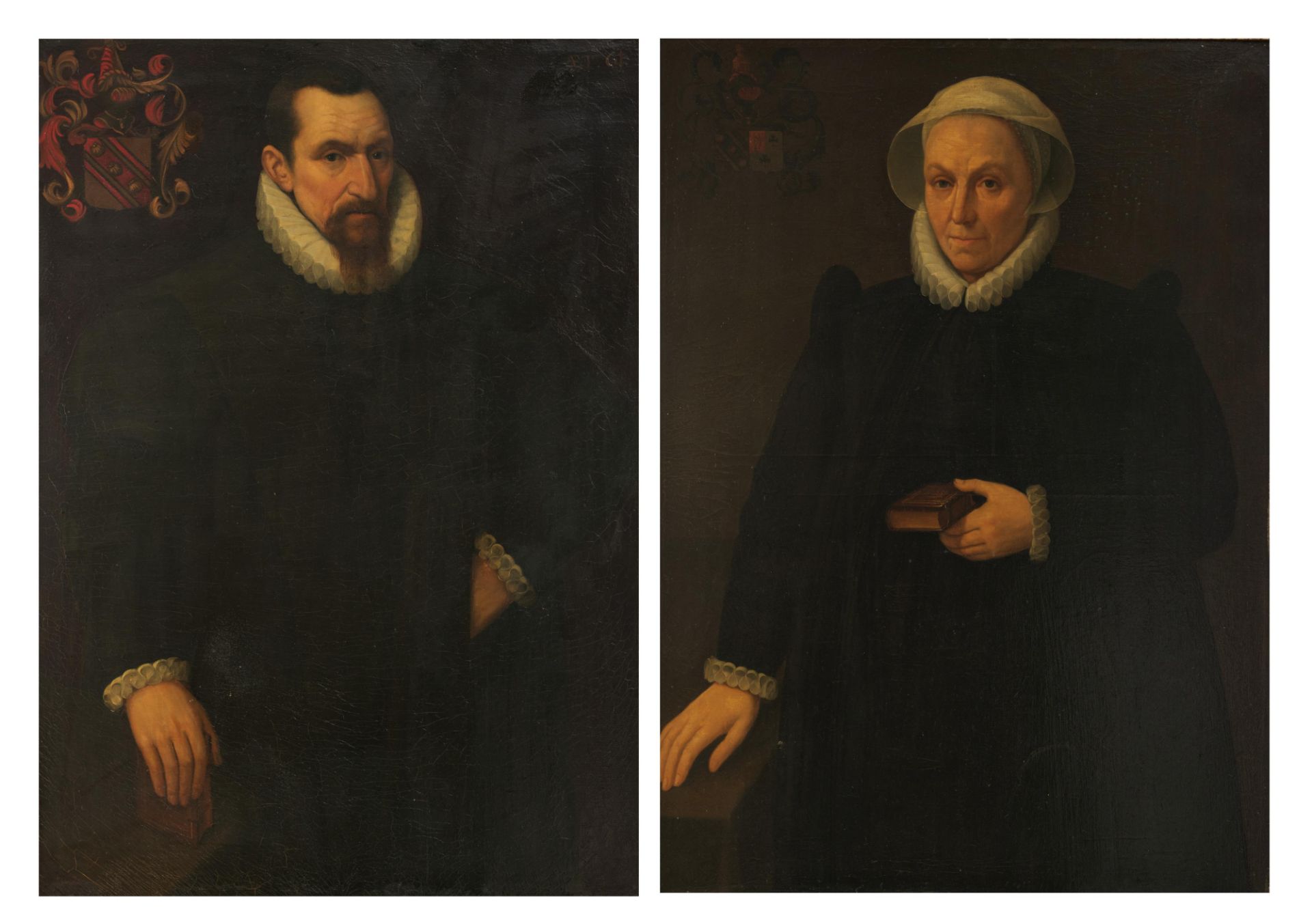 No visible signature, a fine pair of pendant portraits of a noble couple, depicting Godefroid de Vil