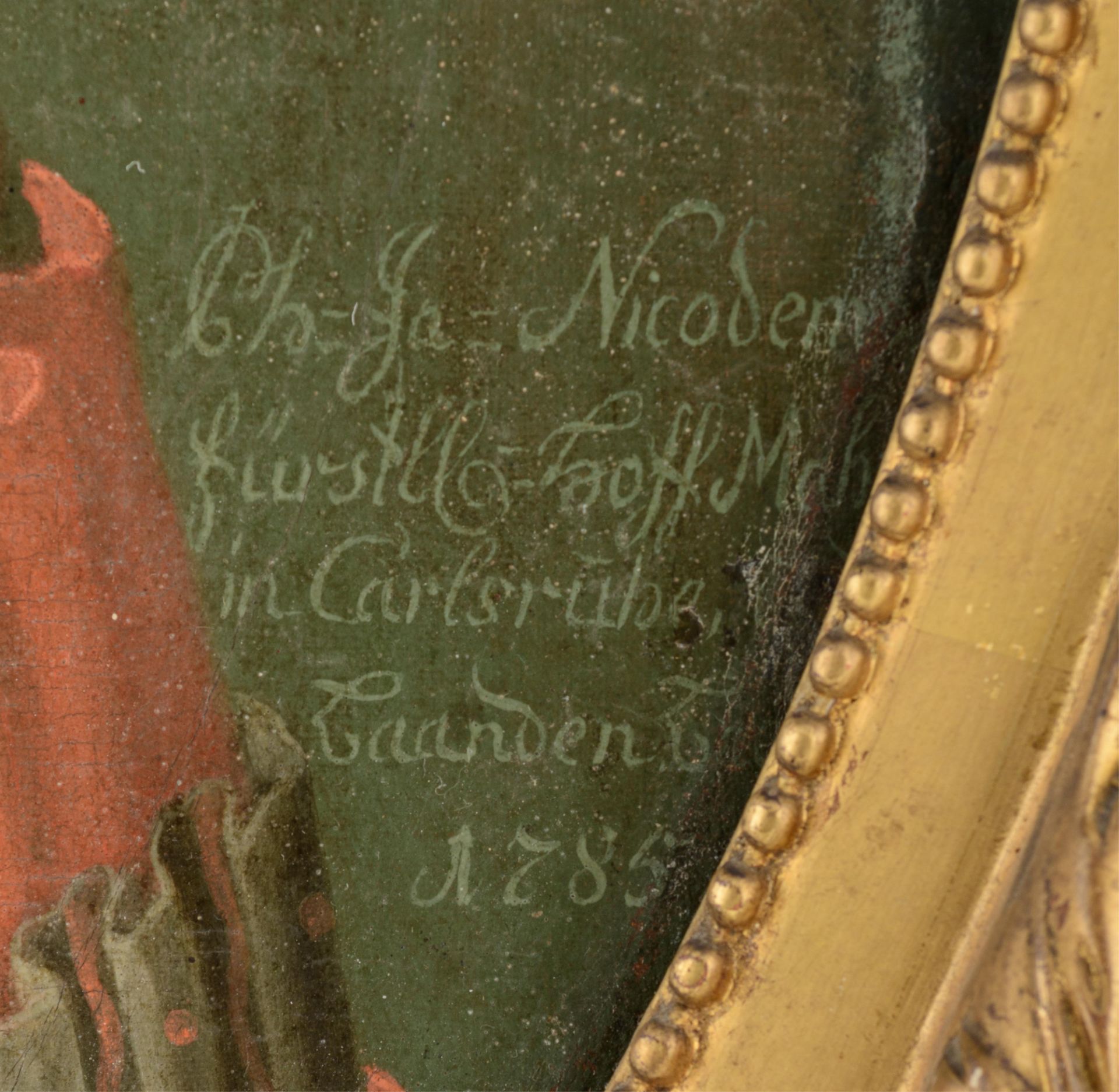 Nicodemo J.P., the medallion portraits of a noble couple, with inscription and dated 1785, 63 x 74,5 - Image 6 of 6