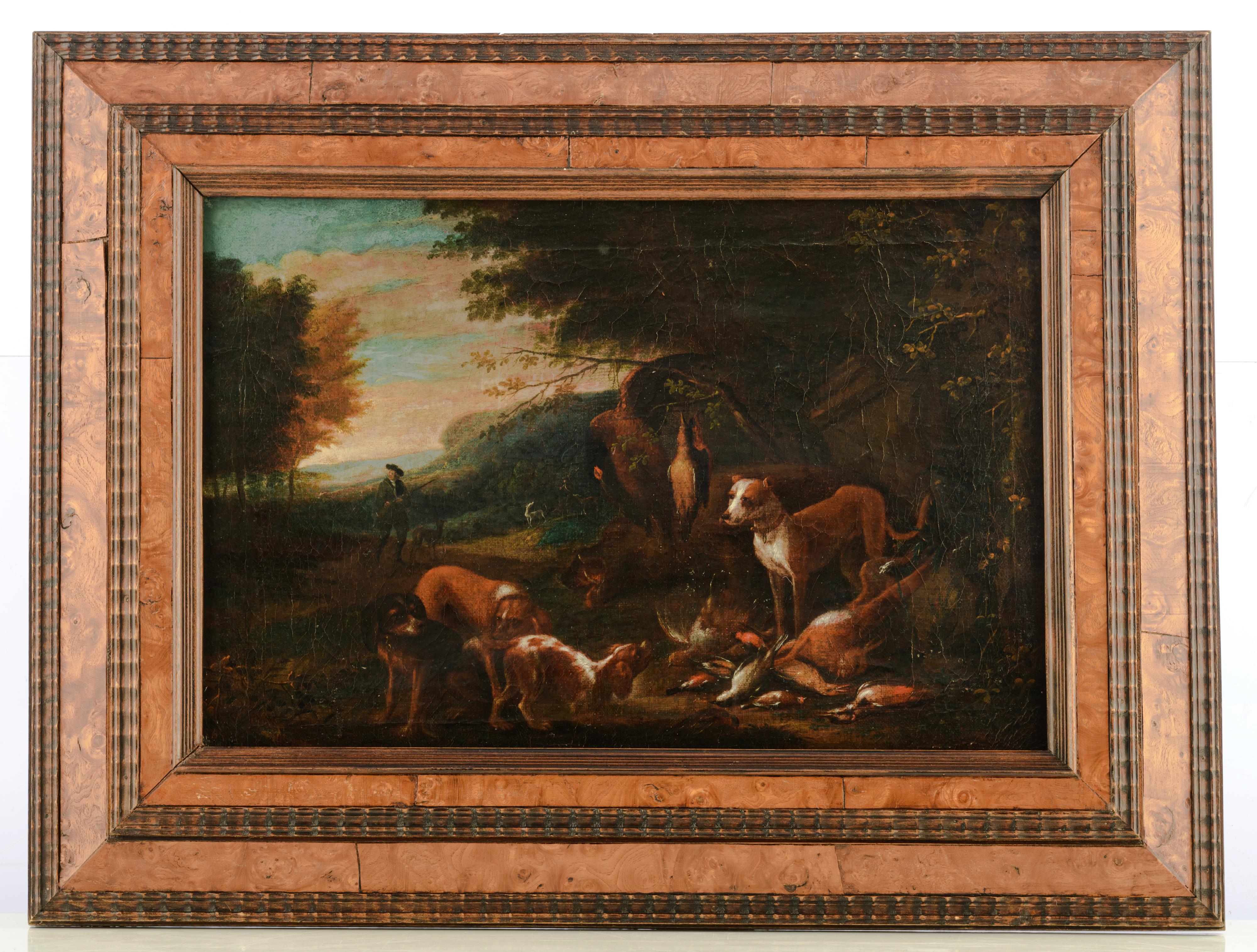 No visible signature, (in the manner of De Greyff), a pair of pendant paintings with hunting scenes, - Image 4 of 5