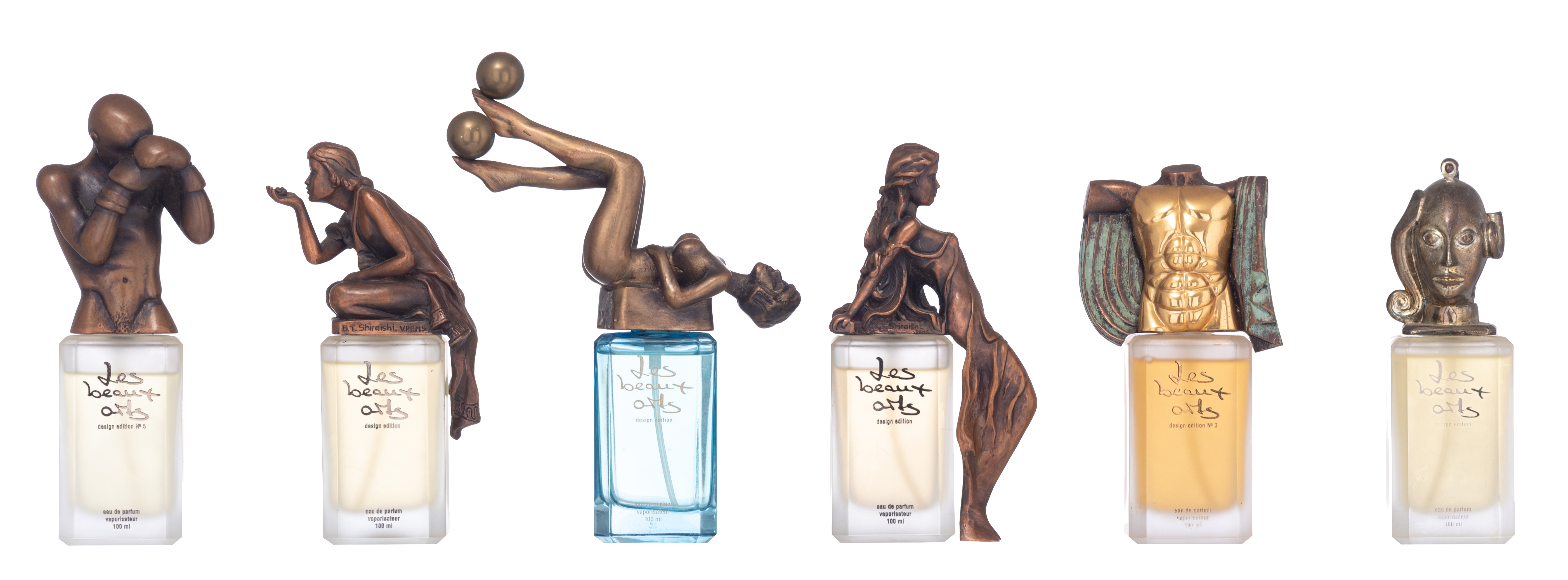 A series of 18 Les Beaux Arts perfume bottles with patinated bronze sculptures, design by various ar - Image 6 of 35