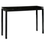 A black lacquered console table with a glass top, by Emiel Veranneman, H 83,5 - W 130 - D 40 cm