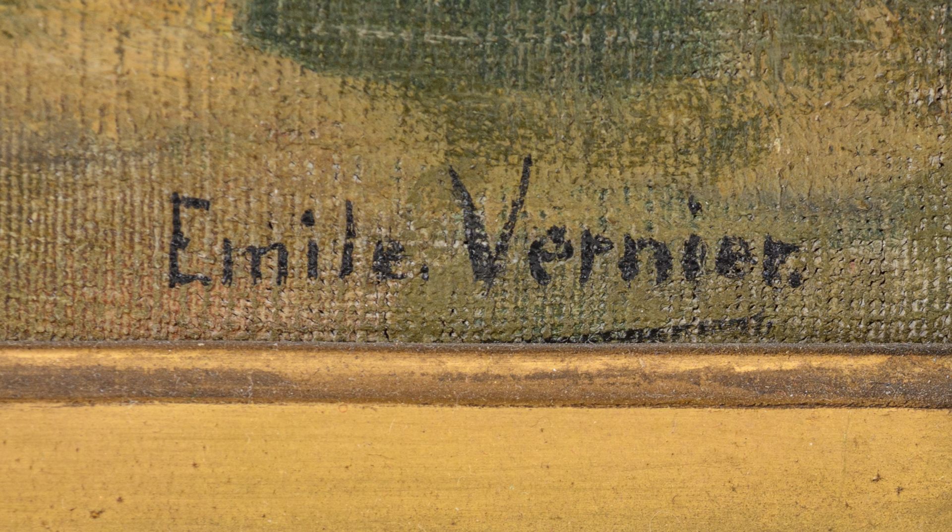 Vernier E., a Southern view near the water, oil on canvas, 38 x 55,5 cm - Image 4 of 7