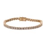 An 18ct yellow gold bracelet riviŠre set with 52 brilliant-cut diamonds, L 18,2 cm, the total weight