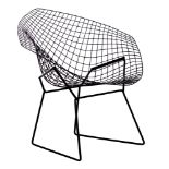 A black-painted 'Diamond' lounge chair, '50s design by Bertoia, produced by De Coene in Courtray, H