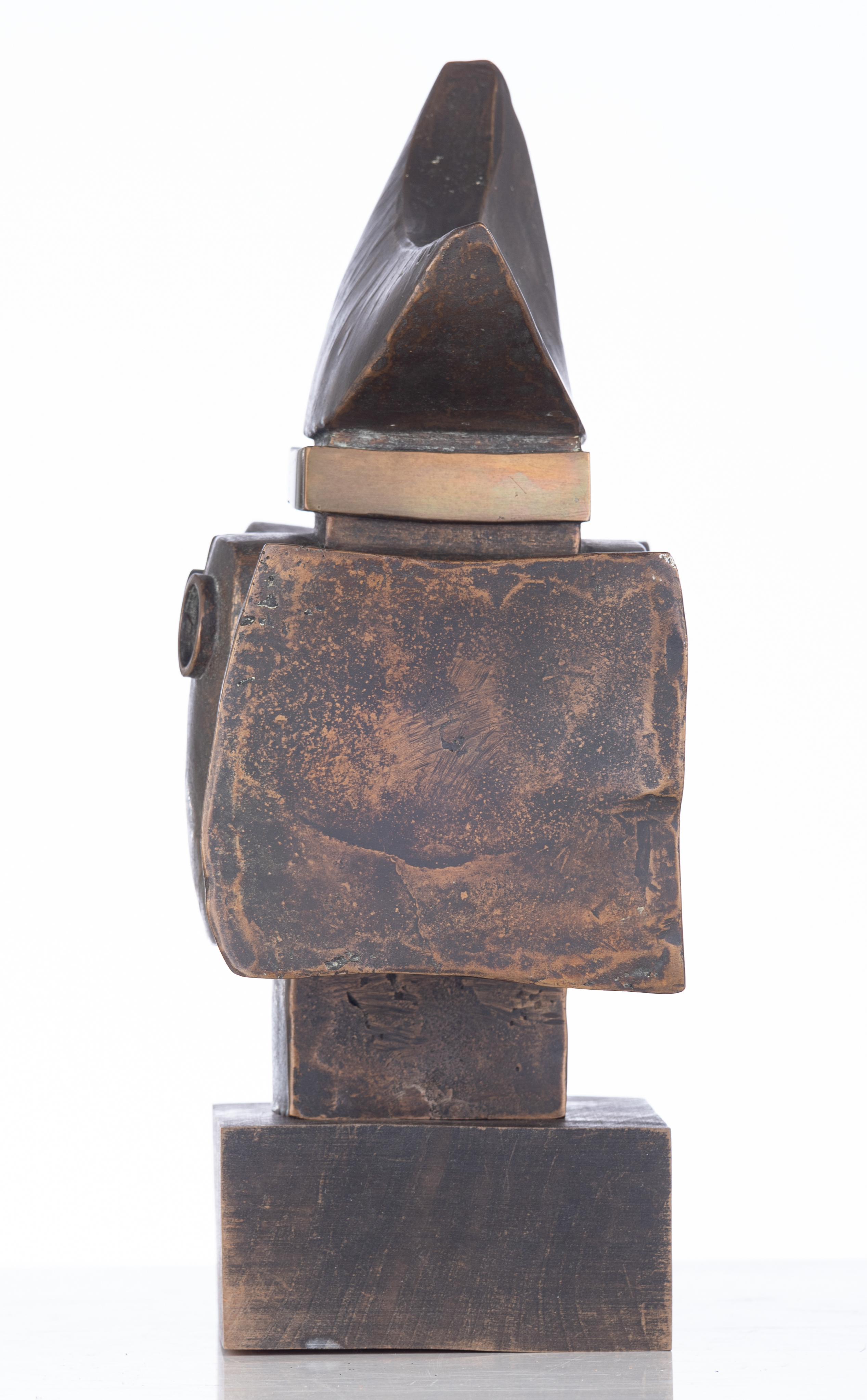 Minnebo H., 'the Moon', dated (19)73, Nø 1/1, patinated bronze on a patinated wooden base, H 28,5 - - Image 3 of 11