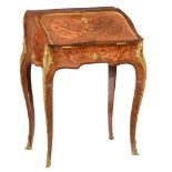 A mahogany and rosewood veneered Rococo style Napoleon III 'bonheur-du-jour', decorated with floral