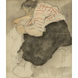 De Bruycker J., a woman washing the hair of her child, pencil and watercolour on paper, 14 x 16,5 cm