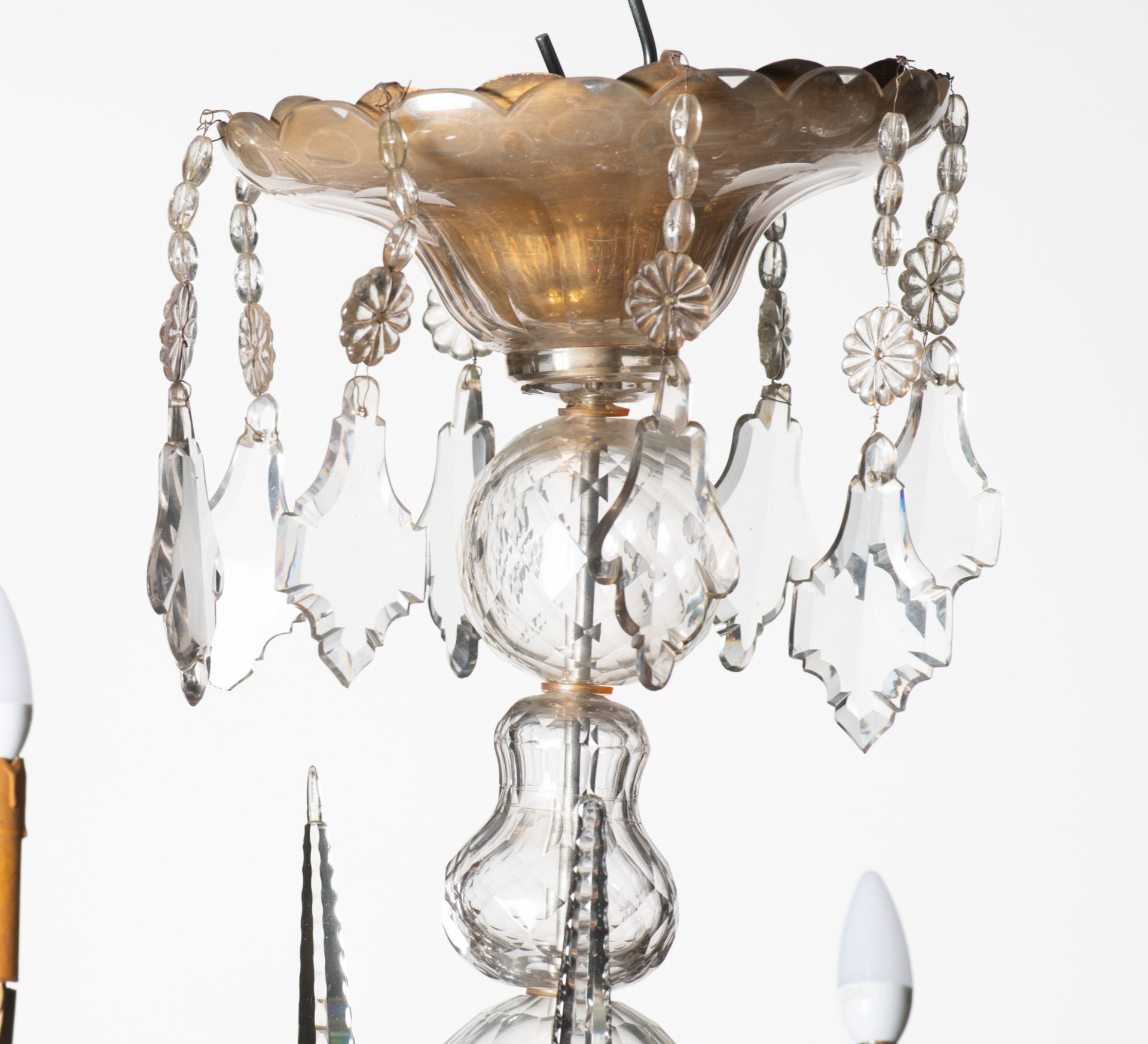 An imposing six-armed Venetian type glass chandelier, H 80 - › 107 cm, - Image 4 of 6