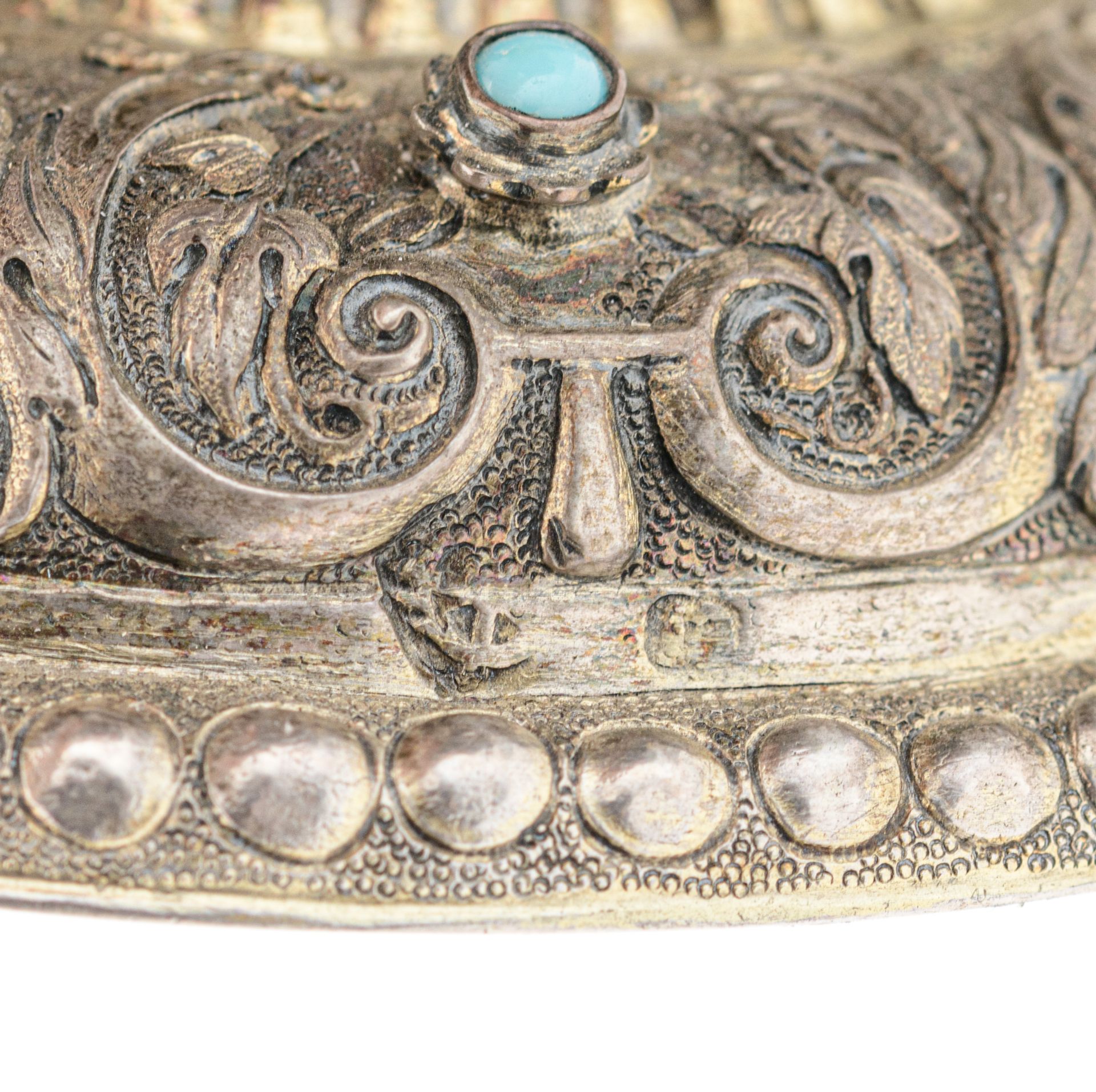 A richly decorated Renaissance style presentation cup on a matching platter, all over decorated by t - Image 8 of 13