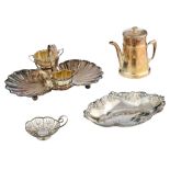 A charming lot of silver-plated tableware consisting of an English Edwardian EPNS double shell-shape