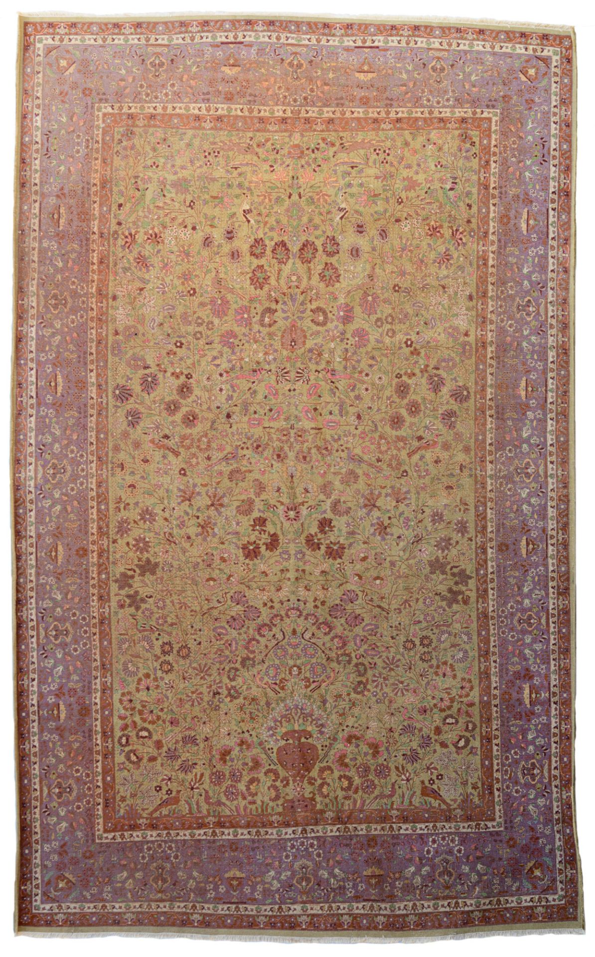 An Oriental rug, decorated with a flower vase and birds on flower branches, 223 x 362 cm - Bild 2 aus 9