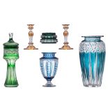 A quite important lot of Val-Saint-Lambert and Bohemian crystal items: a green overlay crystal VSL b