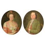 Nicodemo J.P., the medallion portraits of a noble couple, with inscription and dated 1785, 63 x 74,5