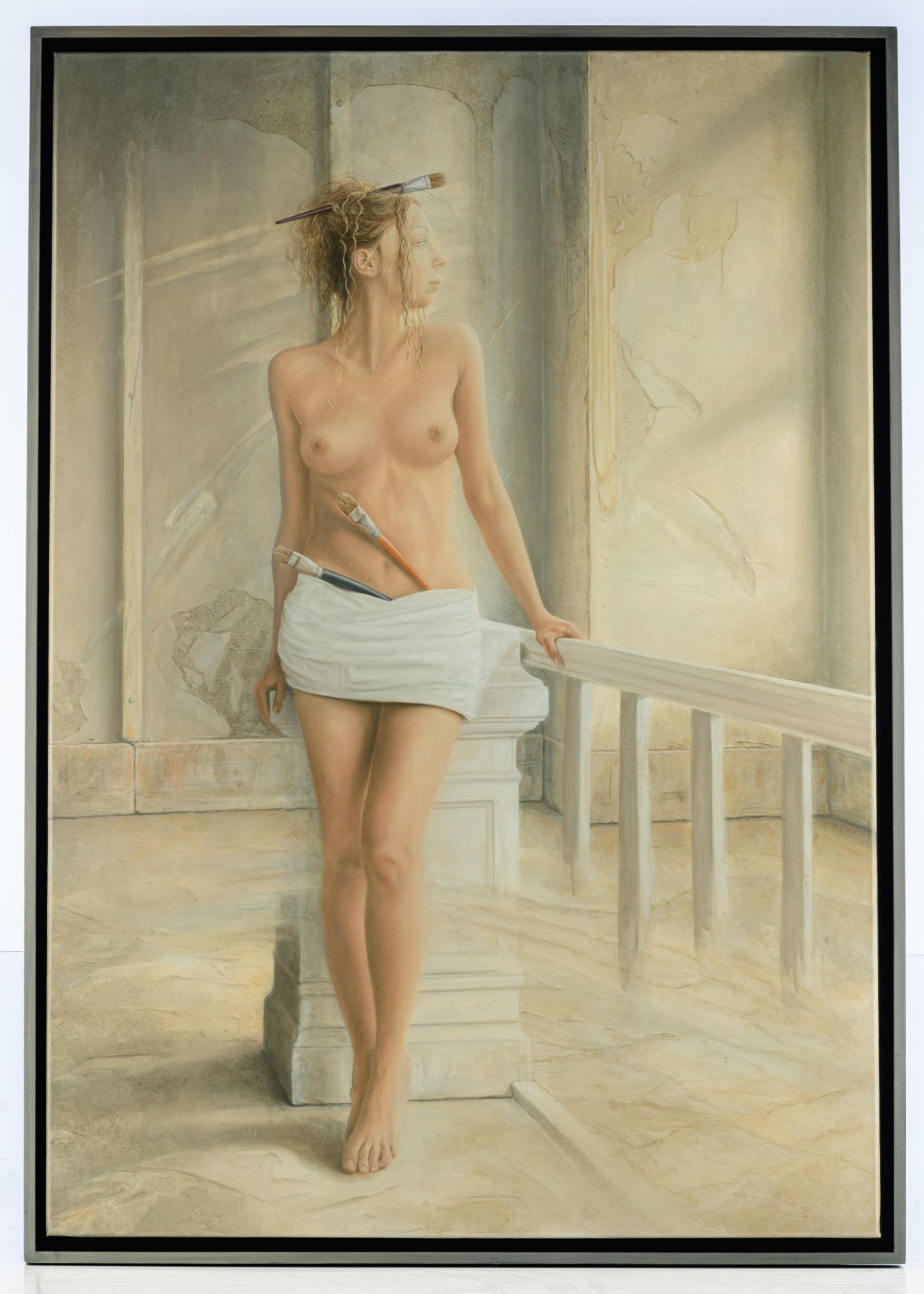 Warrens T., 'Le modŠle', oil on canvas, 90 x 130 cm, Is possibly subject of the SABAM legislation / - Image 2 of 6