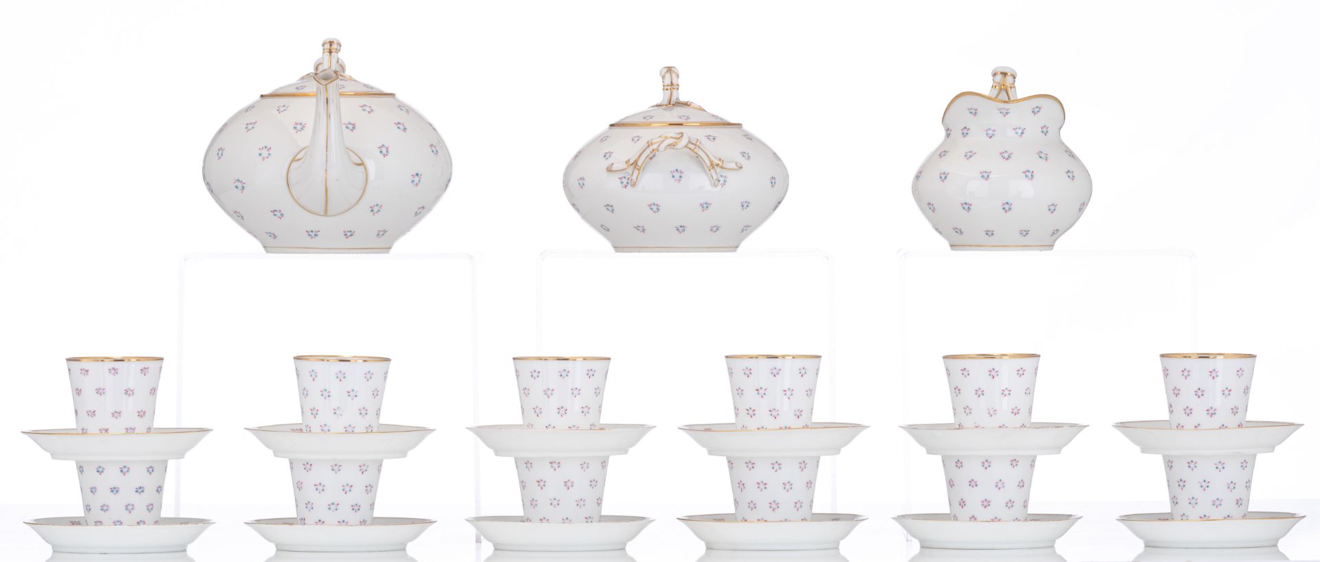 A complete Limoges gilt and polychrome decorated porcelain coffee set, marked 'J.P.L.' (Jean Pouyat - Bild 4 aus 10