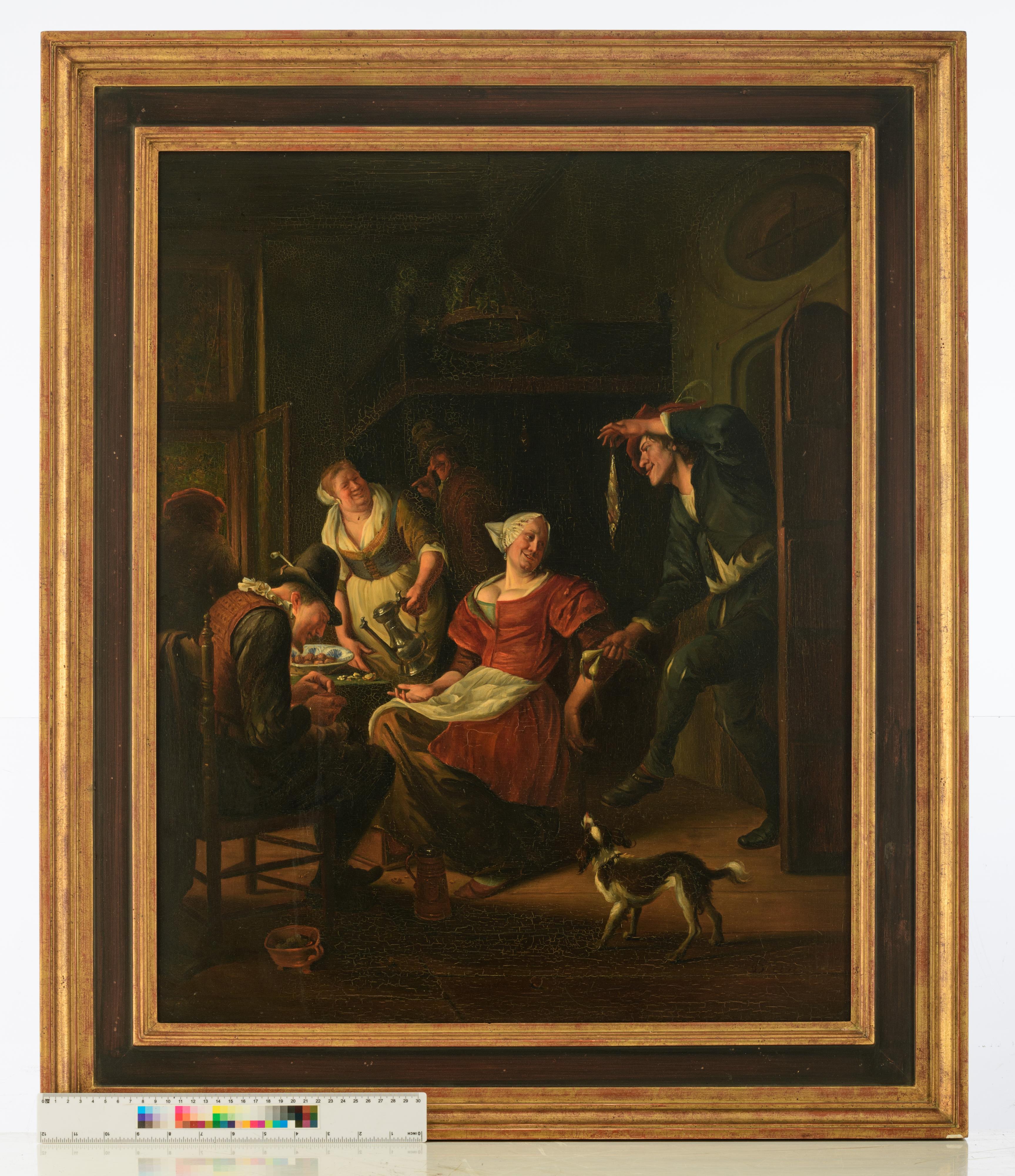 A fine copy after a famous genre painting by Jan Steen (signed 'J. Steen'), 'The Love Proposal', 19t - Image 10 of 10