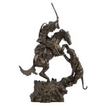 Russell C.M., the fight with the cougar, patinated bronze, H 41,5 cm