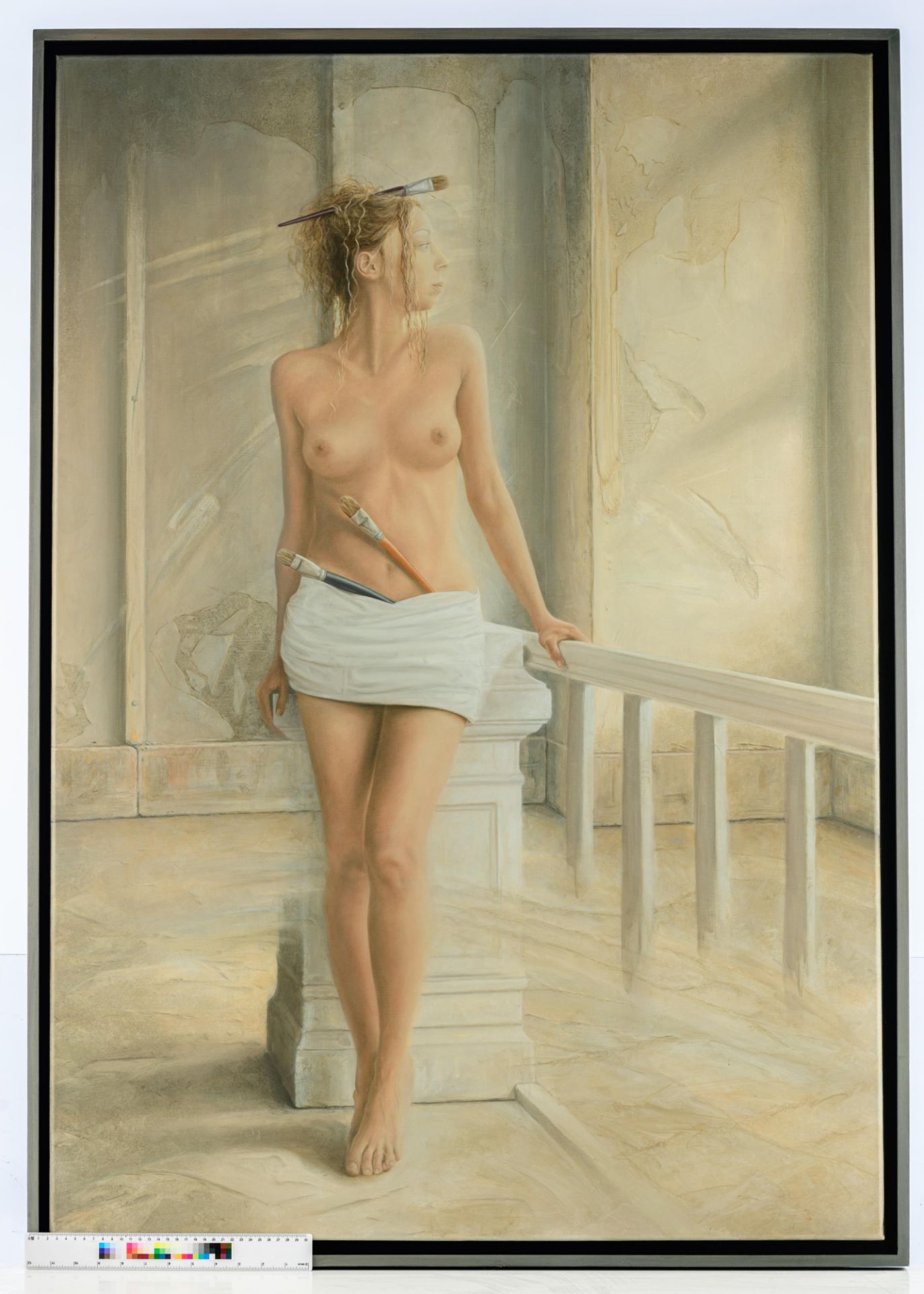 Warrens T., 'Le modŠle', oil on canvas, 90 x 130 cm, Is possibly subject of the SABAM legislation / - Image 6 of 6