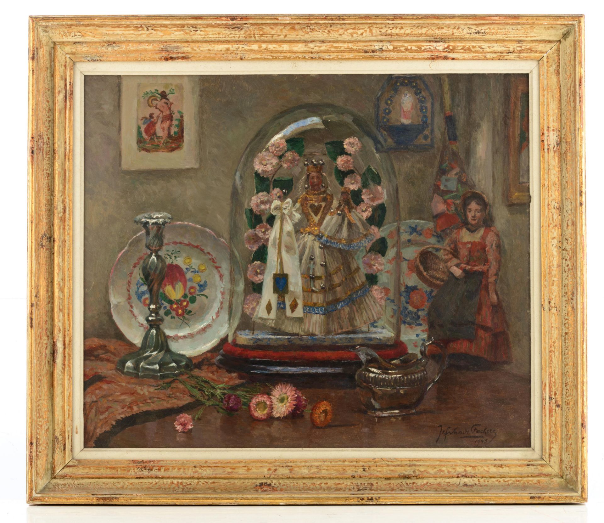 Van de Fackere J., a still life with a so-called 'besloten hofje', silverware and flower decorated d - Bild 2 aus 11