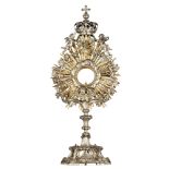 A (17)72 Bruges silver sunburst/solar monstrance by Carel Benninck, finely wrought with various styl