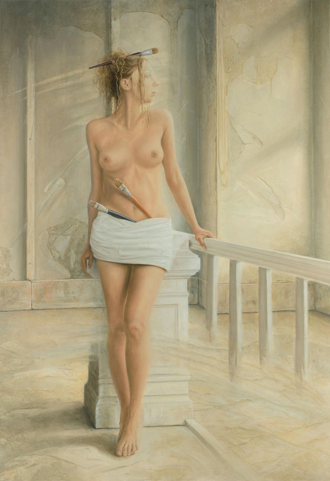 Warrens T., 'Le modŠle', oil on canvas, 90 x 130 cm, Is possibly subject of the SABAM legislation /