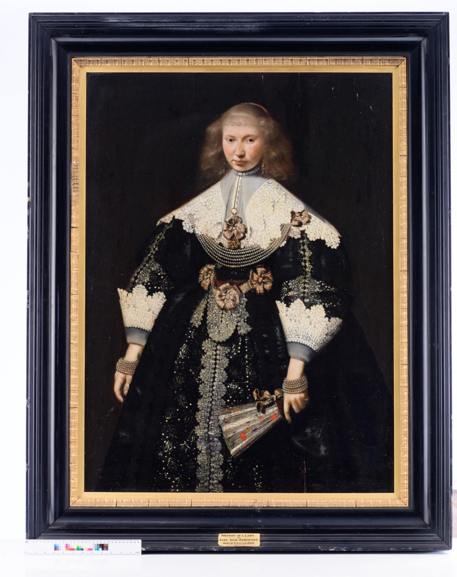 Dirck van Santvoort (attributed to), the three-quarter-length portrait of a well-off lady in a black - Image 13 of 13