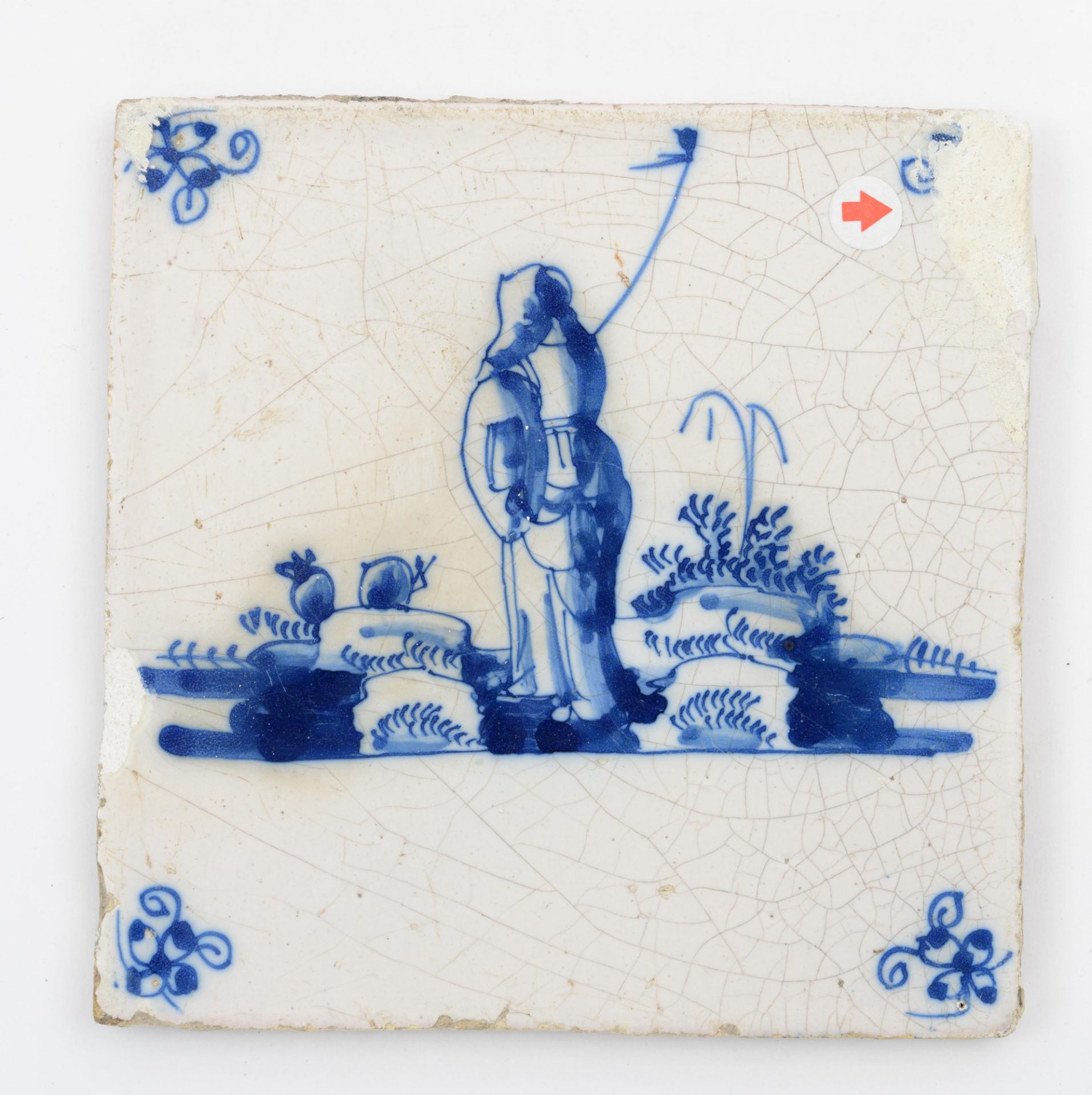 A large collection of 25 blue and white and manganese decorated Dutch Delftware tiles, depicting sev - Bild 5 aus 8