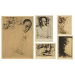 De Bruycker J., 'Mon portrait', etching, Nø 15/125, framed, 29,5 x 40 cm, added: four other self por