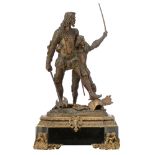 No visible signature, a parcel-gilt and patinated bronze sculpture depicting Philip the Good and his