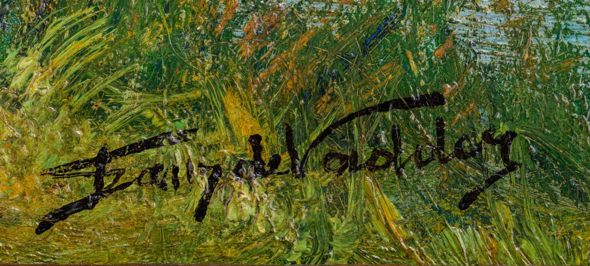 De Vadder F. pollard willows near the shore, oil on triplex, 35 x 53 cm. Added: Thiele K., a forest - Bild 5 aus 13