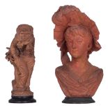 Indistinctly signed, the bust of a lady with a hat, dated 1840, terracotta, H 58 cm. Added: Comein P