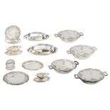 A quite exceptional set of 800/000 silver, serving tableware in French R‚gence style by the R.A. Leo