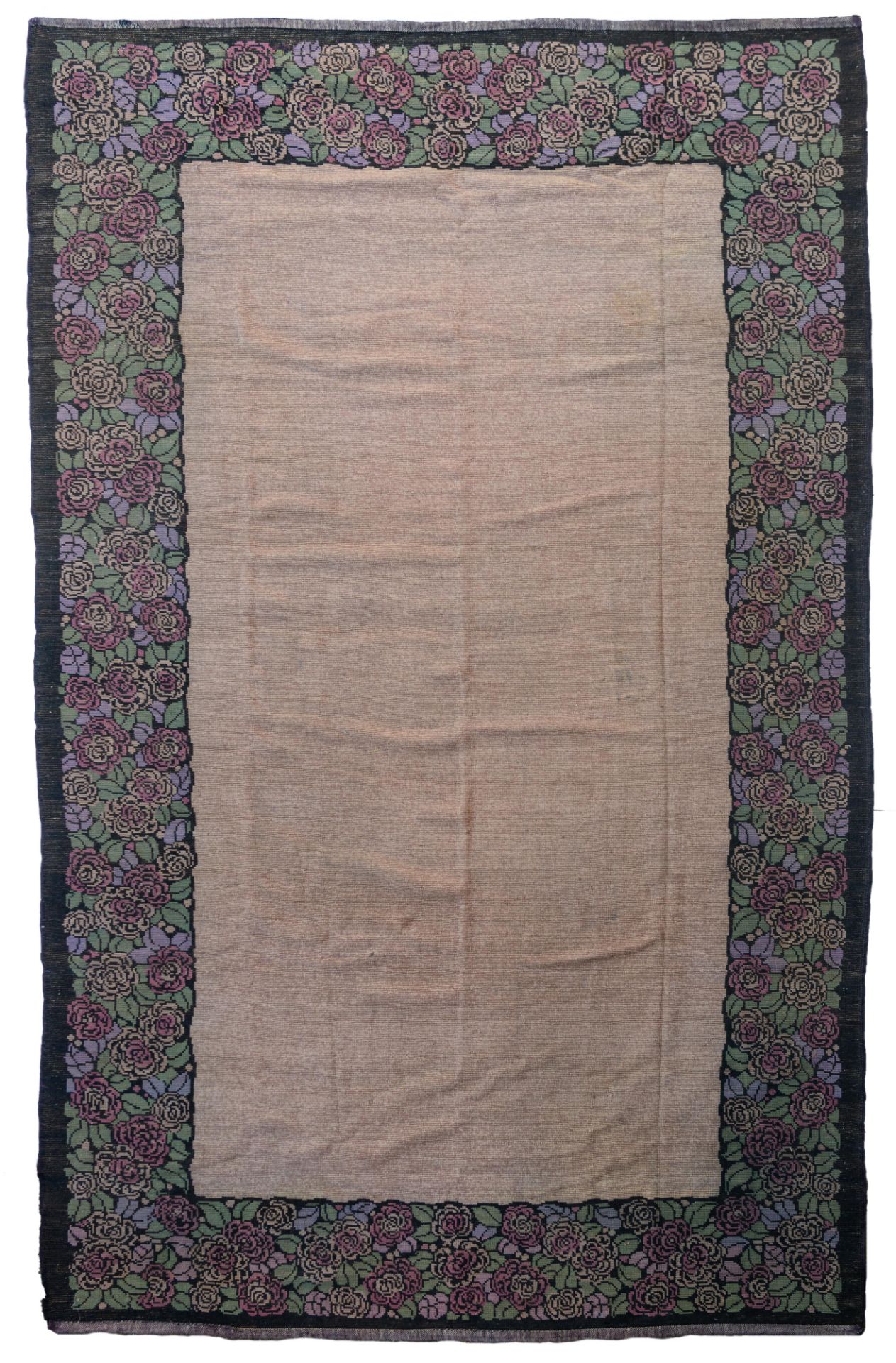 An Art Deco rug, decorated with a floral border, woollen, 310 x 490 cm - Bild 2 aus 6