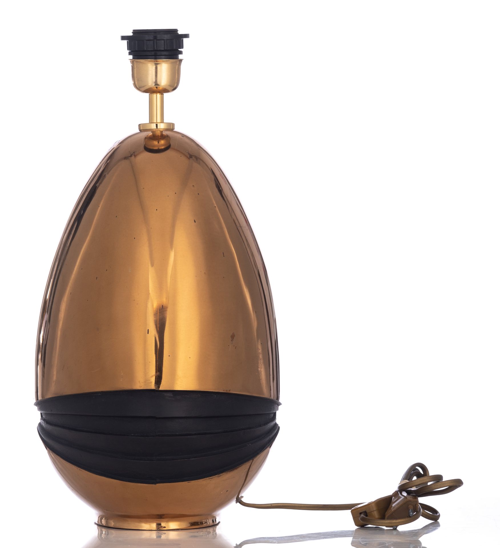 A brass Italian '70s design lamp by Esa Fedrigolli, signed, H 41 cm - Bild 3 aus 7
