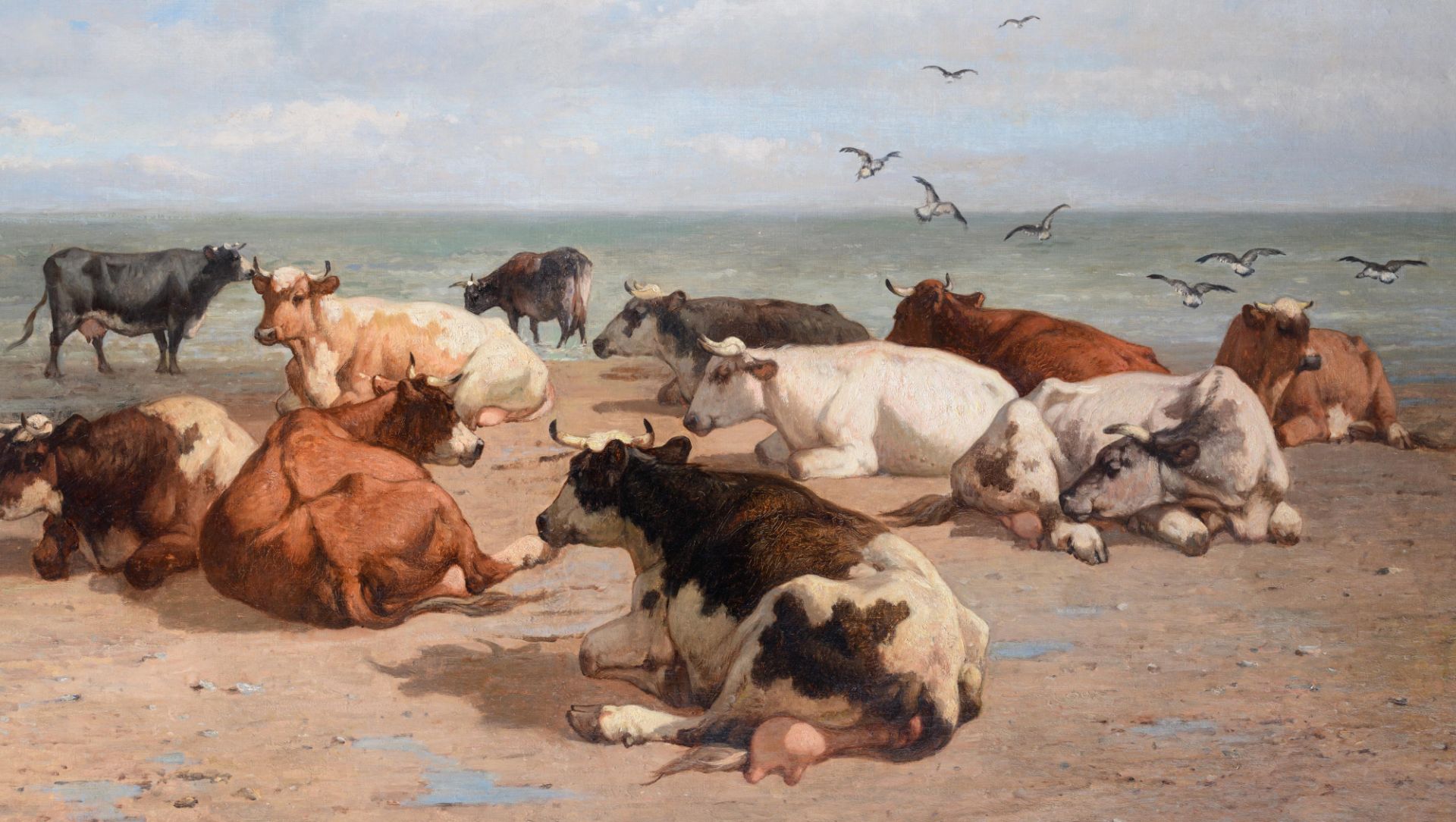 Robbe L. cows resting at the beach, dated (18)78, oil on canvas, 93 x 135 cm - Bild 6 aus 9