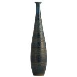 A Belgian design relief glazed Perignem blue selenium vase, 1960?s, H 72 cm