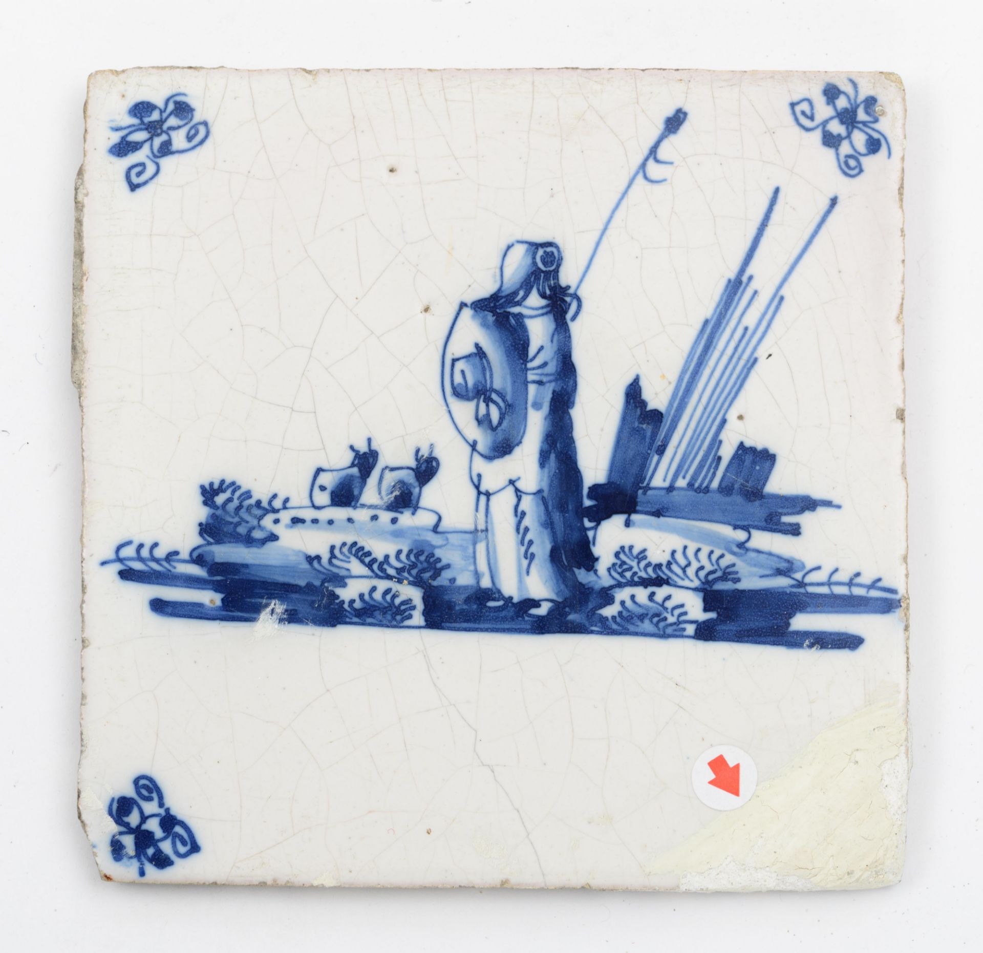 A large collection of 25 blue and white and manganese decorated Dutch Delftware tiles, depicting sev - Bild 3 aus 8