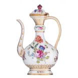 A polychrome and gilt decorated porcelain Persian inspired ewer (aftaba), probably a Samson copy aft