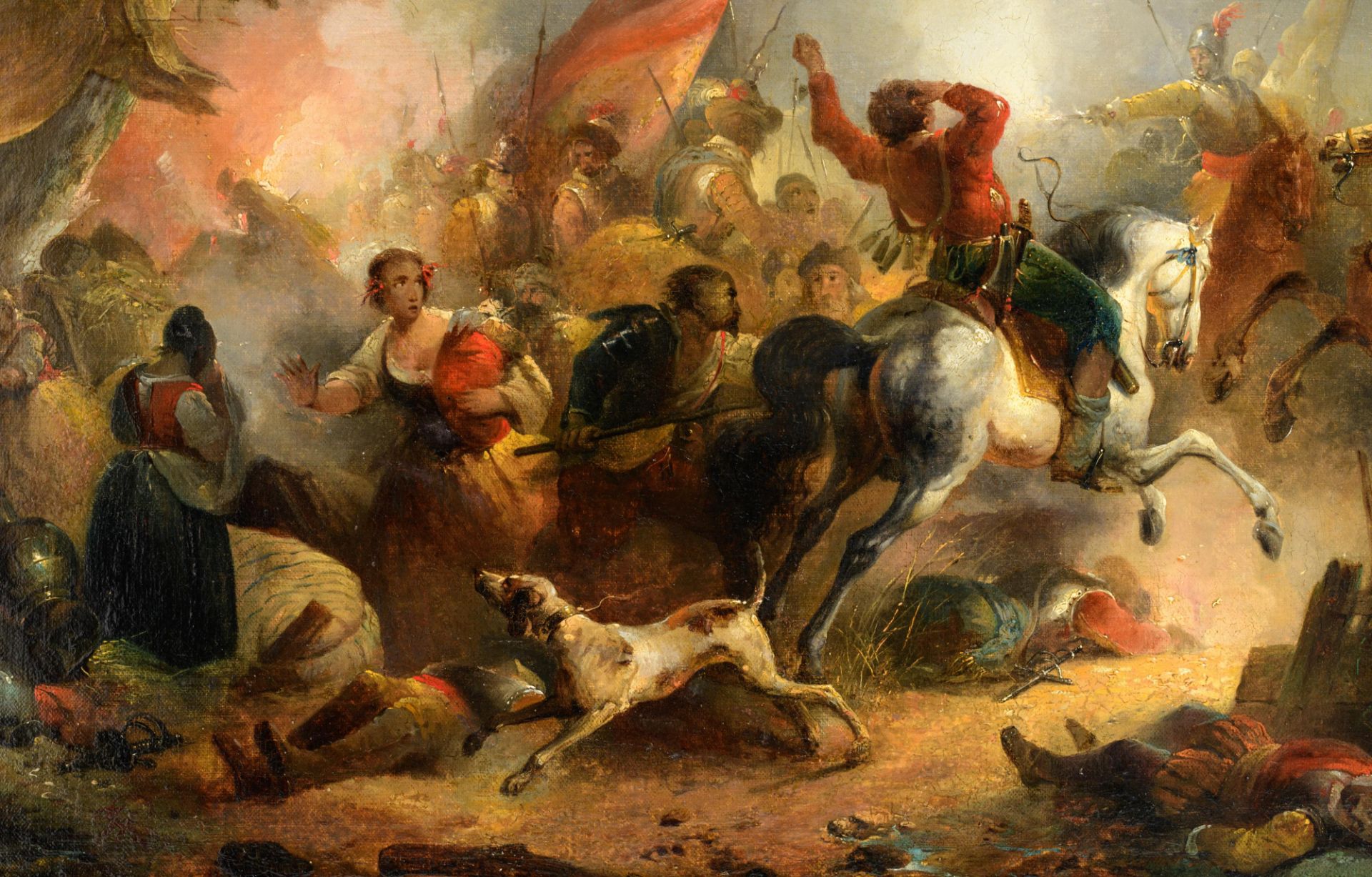 Monogrammed H.L. (Attributed To Henri Leys), A Battle Scene Of The 'Eighty Years' War', 19thC - Image 5 of 9