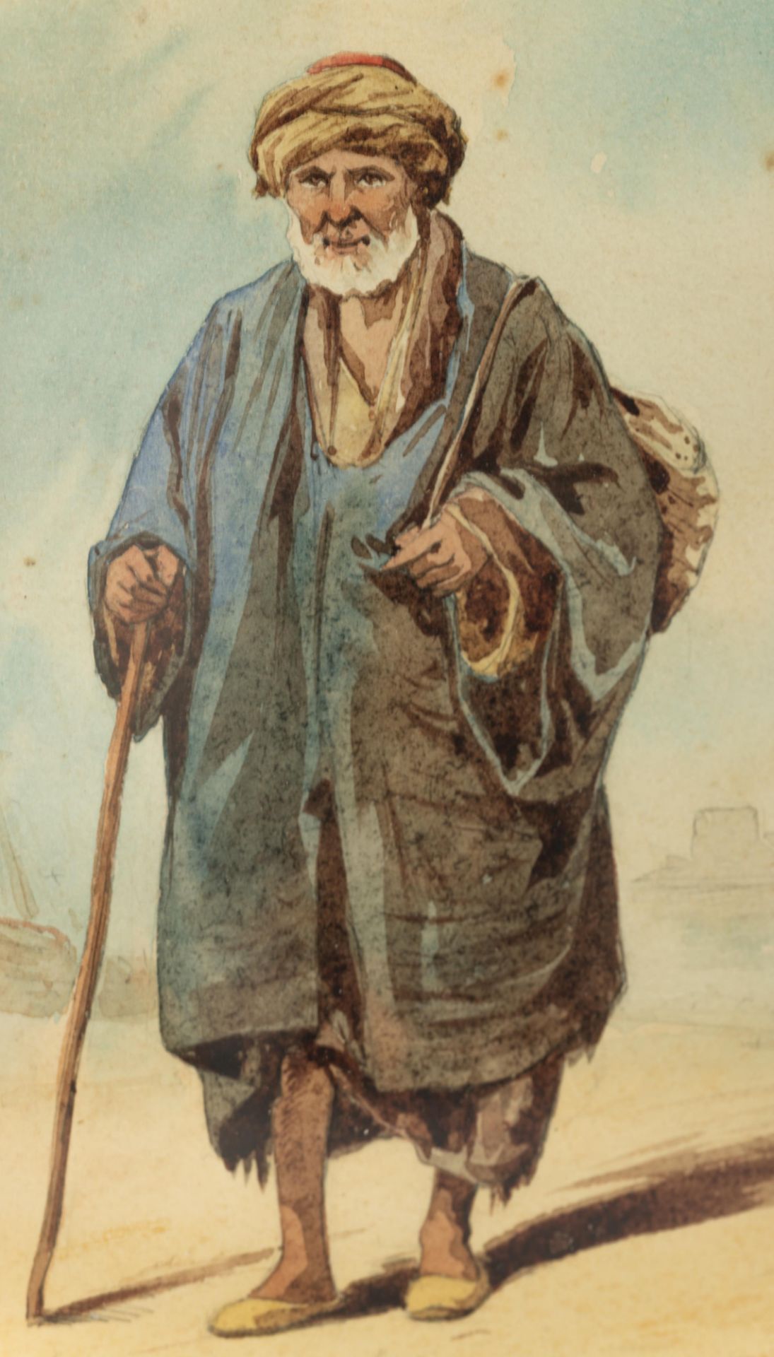 Ballue H. O., two Arab types, watercolour, 19thC, 12,4 x 18, 6 cm - Bild 7 aus 7