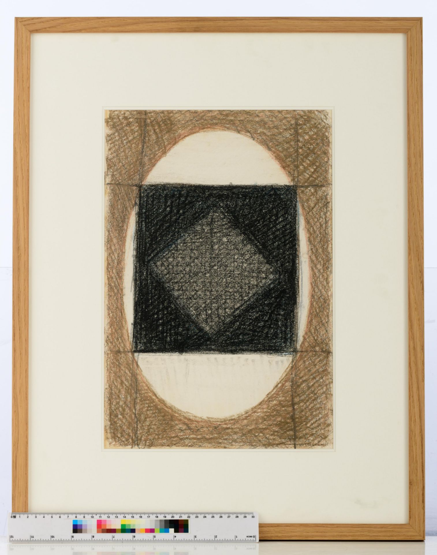 Van Severen D, an untitled geometric abstraction, charcoal and crayon on paper, 29 x 43 cm, Is possi - Image 5 of 5