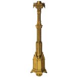 A large architectonic Gothic Revival candlestick, H 142 cm