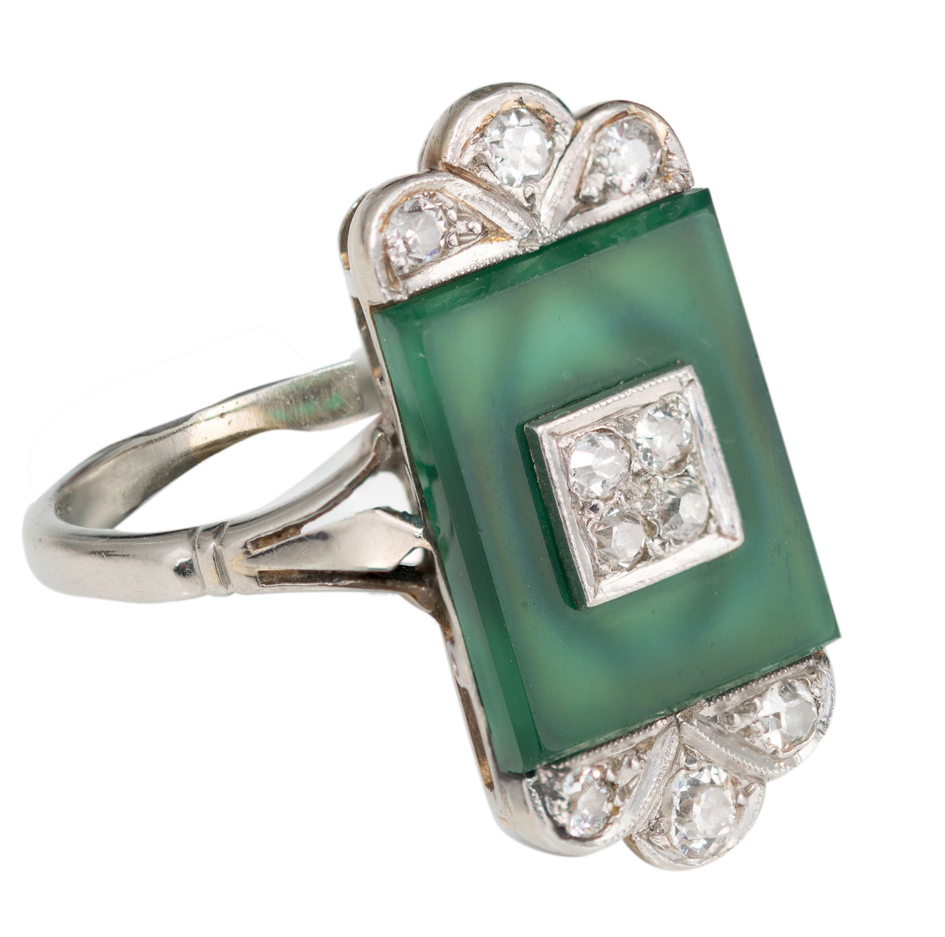 An 18ct white gold ring set with brilliant-cut diamonds and central an emerald (tourmaline?), the 19 - Image 3 of 34