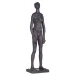 Van Mieghem F.,ÿa female nude standing, dark patinated bronze, no. 1/7, H 87 cm, Is possibly subject