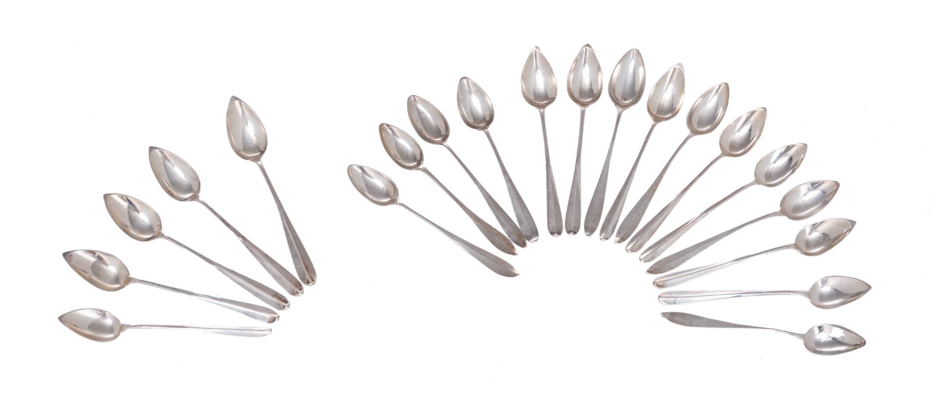 A silver cutlery set, containing twelve forks and twelve soup spoons, in a matching box, marked Delh - Image 3 of 13