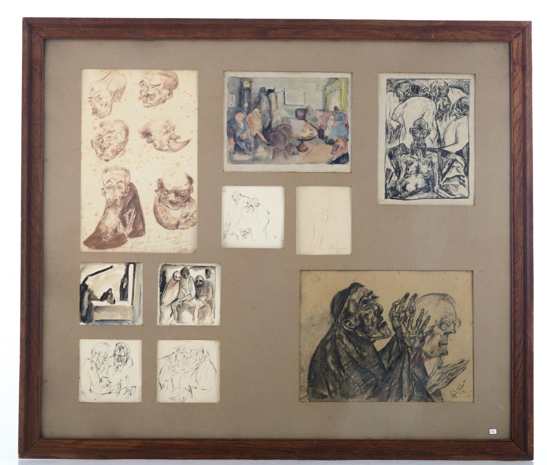 Indistinctly signed (Fritz Herlinnen?), a collection of German expressionist drawings, pencil, charc - Bild 2 aus 10