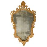 A gilt and finely carved Baroque Venetian wall mirror, decorated with shells and volutes, 18thC, H 1