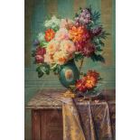 Carlier M., a colourful flower still life, dated 1928 (?), oil on canvas, 60 x 90 cm